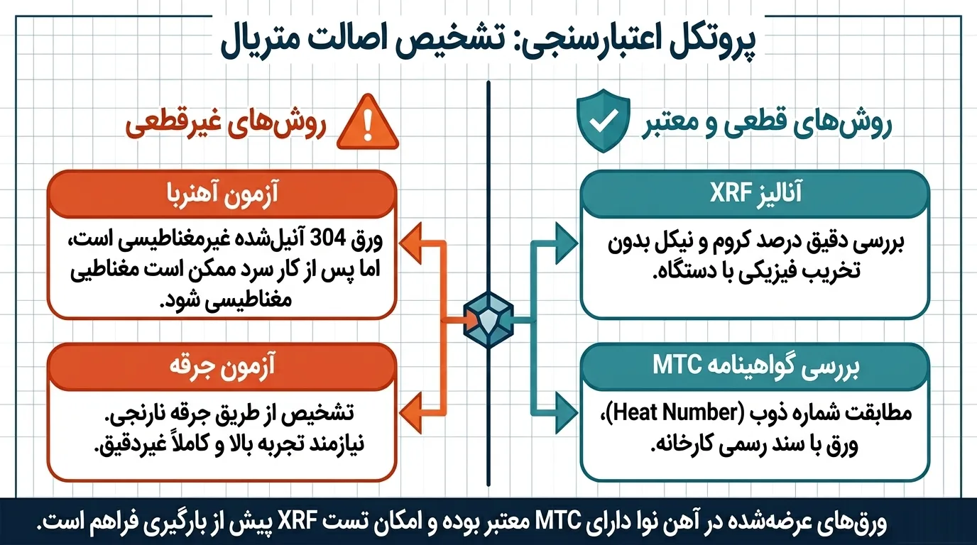 تشخیص ورق استیل 304 اصل از تقلبی