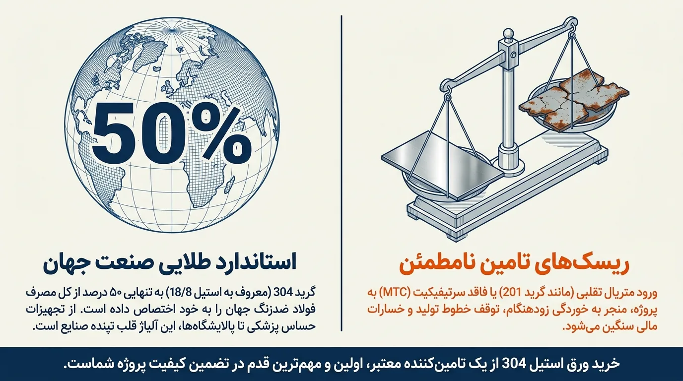 ترکیب شیمیایی ورق استیل 304