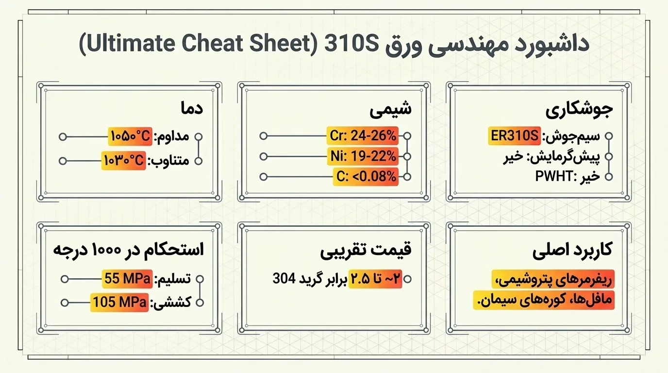 مقایسه ورق استیل 310S با سایر گریدها