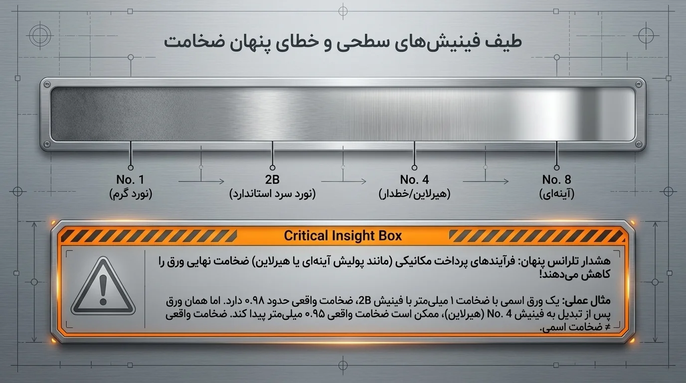 انواع فینیش سطحی ورق استیل و تأثیر آن بر ابعاد