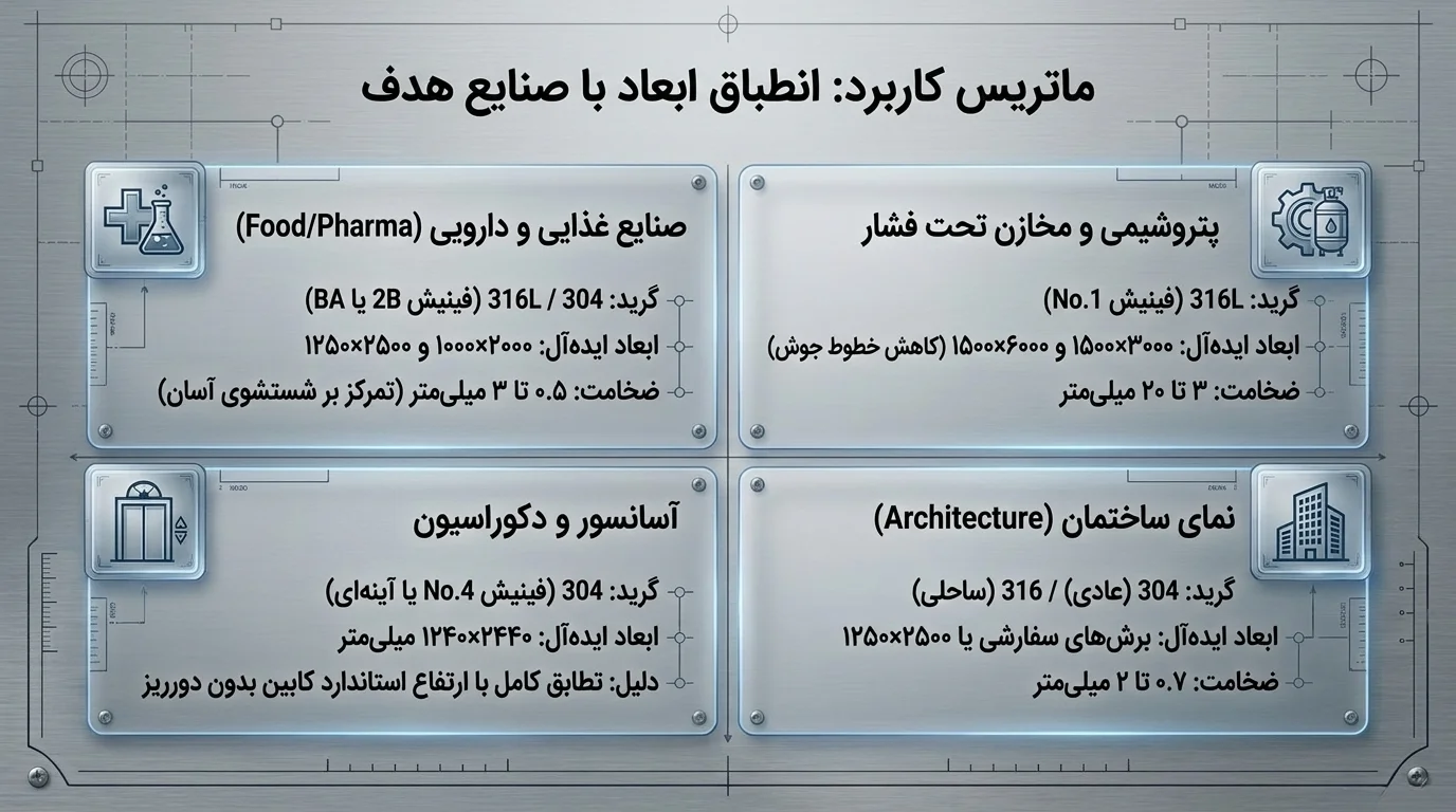 عوامل مؤثر بر انتخاب ابعاد ورق استیل