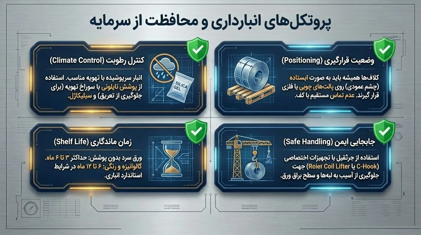 نحوه نگهداری و انبارداری ورق سرد و پوشش‌دار