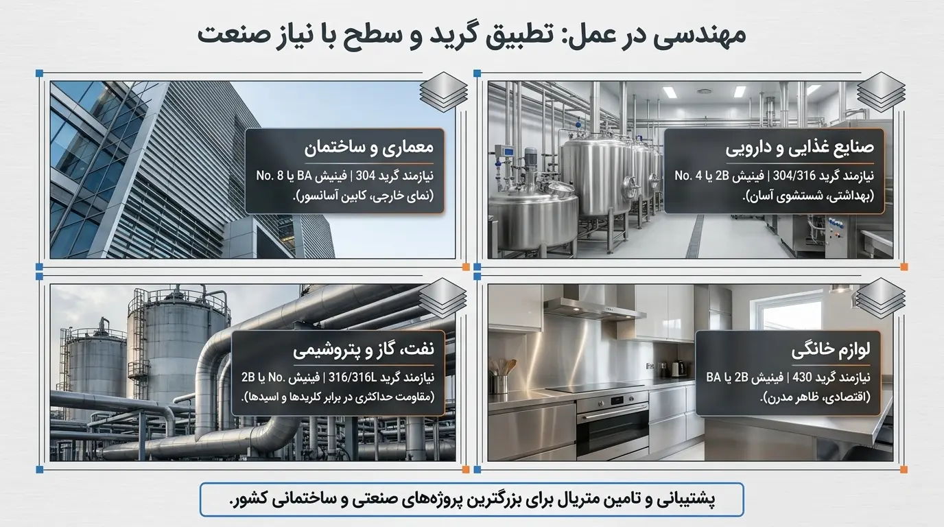 کاربردهای ورق استیل نقره‌ای