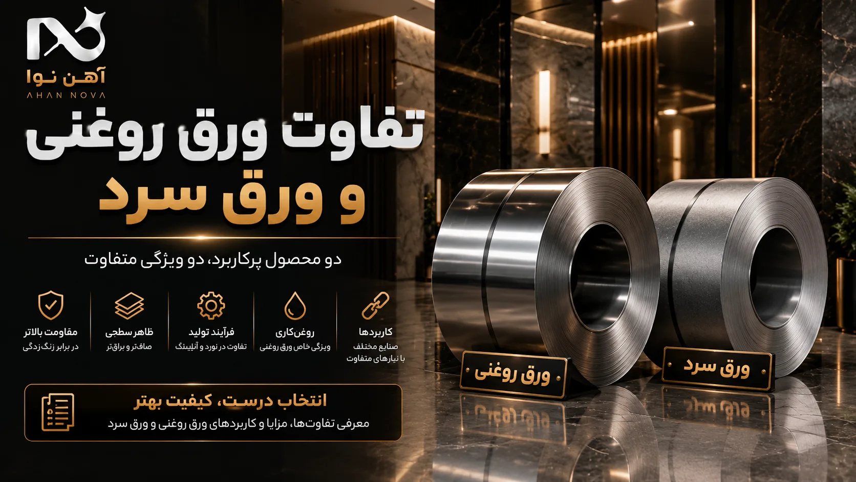 تفاوت ورق روغنی و ورق سرد چیست؟ | راهنمای جامع انتخاب